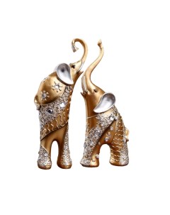 Сувенир полистоун Золотистые слоны с белыми стразами набор 2 шт 28 5х21х8 3 см Sima-land
