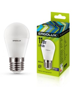 Светодиодная лампа E27 11W 6500К холодный LED G45 11W E27 6K 13632 Ergolux