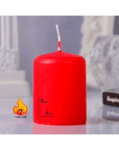 Свеча цилиндр 4х5см 7 ч 47 г красная Омский свечной