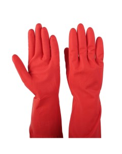 Перчатки хозяйственные размер S красные с удлиненной манжетой 1 пара Доляна