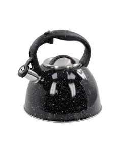 Чайник металлический со свистком MT 3027 для плиты черный мрамор Марта