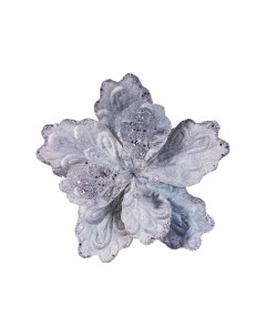 Искусственный цветок Пуансеттия Роялс на клипсе серебряная 25 см Due esse christmas