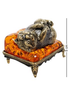 Фигурка Кот на диване латунь янтарь Народные промыслы