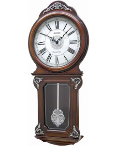 Кварцевые музыкальные настенные часы с боем CMJ380CR06 с деревянным корпусом Rhythm