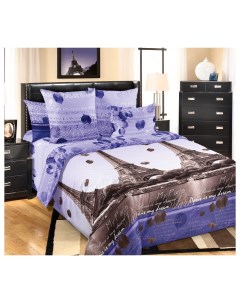 Комплект постельного белья Романтика Парижа 2 2 спальный перкаль фиолетовый Текс-дизайн