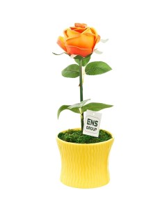 Искусственный цветок в горшке с подсветкой Чайная роза 33 см Ens