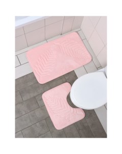Набор ковриков для ванны и туалета Тропики 2 шт 40x50 50x80 см Доляна