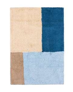 Мягкий коврик Naturel для ванной комнаты 60х90 см цвет бежевый и синий Moroshka