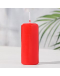 Свеча цилиндр 4х9 см 11 ч 90 г красная Омский свечной