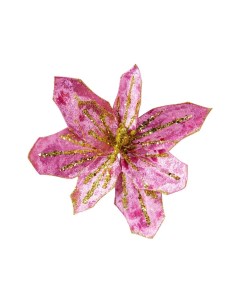 Искусственный цветок Пуансеттия Грацци на клипсе розовая 20 см Due esse christmas