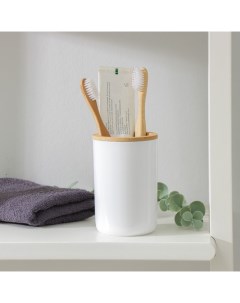 Стакан для зубных щеток Бамбук цвет белый Альтернатива