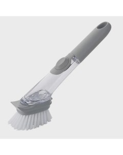 Щетка губка для мытья посуды с дозатором для моющего средства Cleaning Brush серый Nobrand