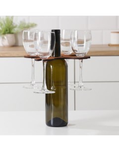 Подставка для вина и четырех бокалов 18x18x2 см Доляна