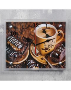 Часы настенные серия Кухня Кофе с пирожным 20х25 см Сюжет