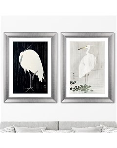 Набор из 2 х репродукций картин в раме Egrets in the rain 1925г 60 5х80 5см Картины в квартиру