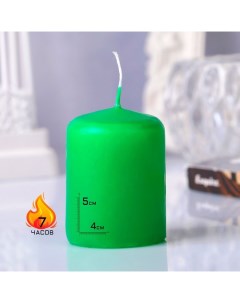 Свеча цилиндр 4х5см 7 ч 47 г зеленая Омский свечной
