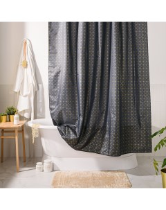 Занавеска штора Grid Grey для ванной комнаты тканевая 180х200 см цвет серый Wess