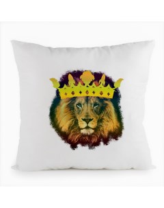 Подушка белая Лев нарисованная корона Coolpodarok