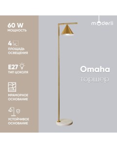 Светильник напольный V10515 1F Omaha золотой белый металл Moderli