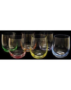 Набор из 6 ти стаканов для виски разноцветное дно Объем 460 мл Rona