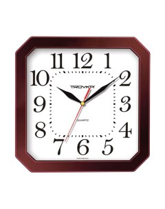 Часы настенные Восьмигранник белые коричневая рамка 29х29х3 5 см Troyka