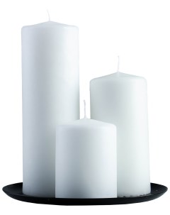 Набор свечей цилиндров на подставке Интерьерный 3 шт белый Омский свечной