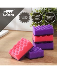 Набор губок для мытья посуды Кантри 5 шт 9 5x7x3 5 см цвет фиолетовый розовы Raccoon