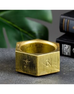 Подсвечник Шестигранник фэн шуй состаренное золото 7х7х4см Хорошие сувениры