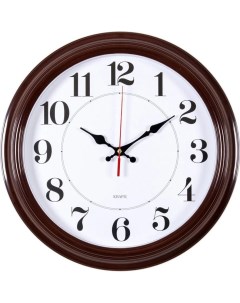 Часы настенные аналоговые WALLC R85P D35см коричневый белый Бюрократ