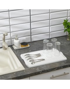 Поднос с вкладышем для сушки посуды 42 5x27 см цвет белый Idea