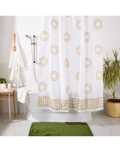 Занавеска штора Classic для ванной комнаты тканевая 180х200 см цвет золотой Wess