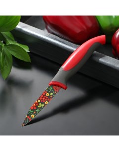 Нож кухонный с антиналипающим покрытием Русский узор лезвие 8 см Доляна