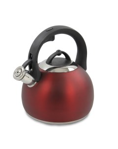 Чайник металлический со свистком MT 3091 для плиты красный матовый Марта