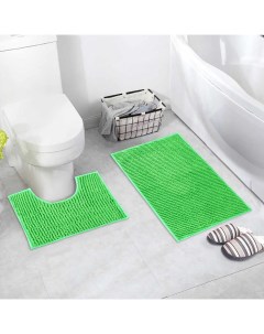 Набор ковриков для ванной и туалета Букли 2 шт 40x50 50x80 см цвет зелёный Доляна