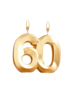 Свеча в торт юбилейная Грань цифра 60 золотой металлик 7 8 см Страна карнавалия