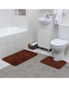 Набор ковриков для ванны и туалета Дельфины 2 шт 40x50 50x80 см цвет МИКС Доляна