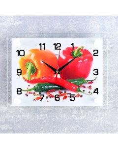 Часы настенные серия Кухня Перцы плавный ход 20 х 26 см Рубин