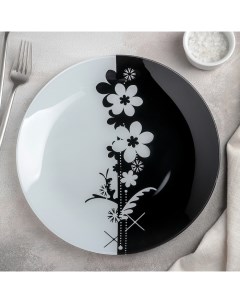 Тарелка обеденная Ромашки d 26 см цвет белый чёрный Ninaglass