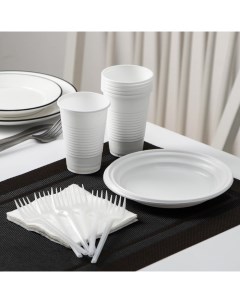 Набор одноразовой посуды Летний 2 на 6 персон цвет белый Не забыли!