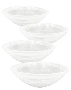 Набор салатников стекло Аксам Опал белый диаметр 25см 4шт 16002 1 Akcam