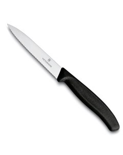 Нож для очистки овощей лезвие 10 см волнистое черный KSZ 6 7733 Victorinox