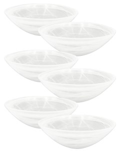 Набор салатников стекло Аксам Опал белый диаметр 25см 6шт 16002 1 Akcam