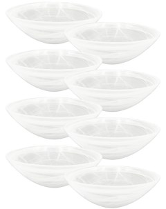 Набор салатников стекло Аксам Опал белый диаметр 25см 8шт 16002 1 Akcam