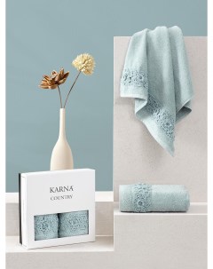 Комплект махровых полотенец с вышивкой COUNTRY 50x90 Голубой Karna