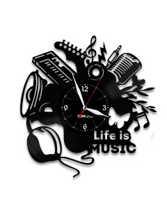 Часы из виниловой пластинки Life is music (c) vinyllab