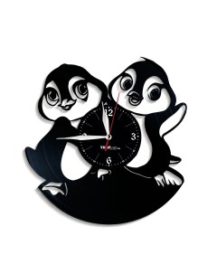 Часы из виниловой пластинки Пингвины (c) vinyllab