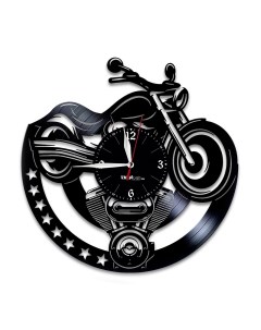 Часы из виниловой пластинки Мотоцикл (c) vinyllab