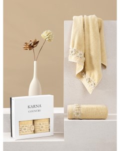 Комплект махровых полотенец с вышивкой COUNTRY 50x90 Бежевый Karna