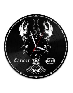 Часы из виниловой пластинки Знак зодиака Рак (c) vinyllab