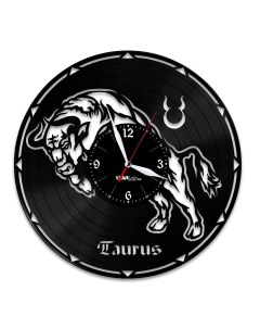 Часы из виниловой пластинки Знак зодиака Телец (c) vinyllab